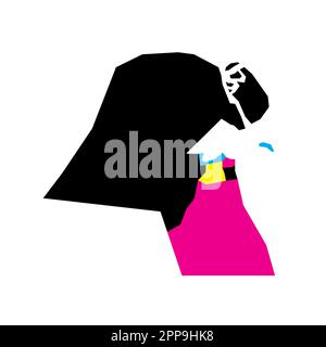 Politische Karte der Verwaltungseinheiten Kuwait - Gouverneure. Leere Vektorzuordnung in CMYK-Farben. Stock Vektor