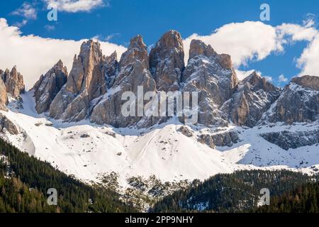 Odle (Geislergruppe), Dolomiten, Villnoss-Funes, Trentino-Alto Adige/Sudtirol, Italien Stockfoto