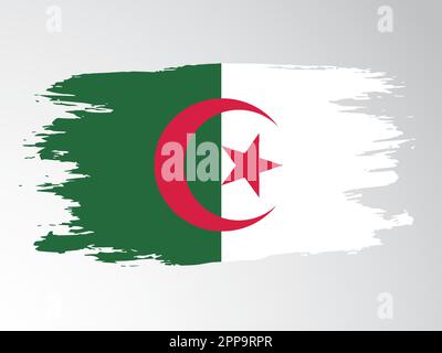 Algerien mit einem Pinsel bemalte Vektorfahne Stock Vektor