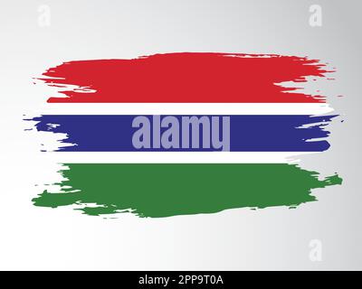 Die Flagge Gambias, mit einem Pinsel gemalt Stock Vektor