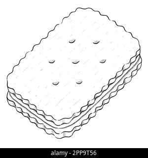 Digital gezeichnete Konturen von Bäckereiabbildungen. Dekoration für Bäckerei oder Logo. Stock Vektor