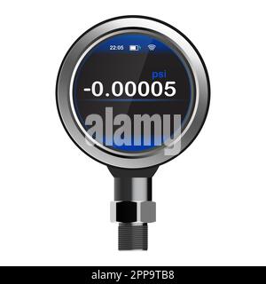 Digitales Manometer. Hohe Messgenauigkeit. Realistisches Bild eines Manometers auf weißem Hintergrund. Vektordarstellung Stock Vektor