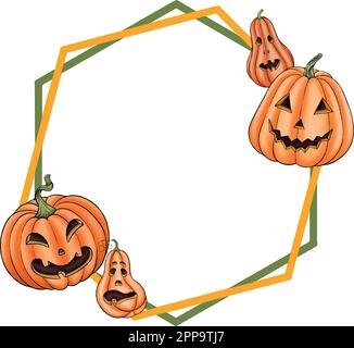 Vektorset halloween-Kürbisse. Haloween-Jack-O'Lantern-Illustrationen. Gruselige Dekoration. Stock Vektor