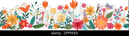 „Wild Flowers“-Design Mit Nahtlosem Abstraktem Muster Stock Vektor