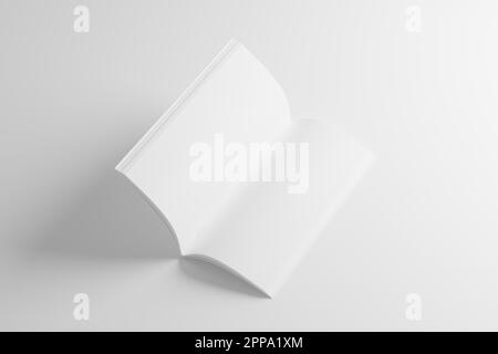 Doppelfalz-Broschüre DL Rückstichheftung Weiß Blank 3D-Rendering-Modell Stockfoto