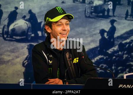 Monza, Italien. 23. April 2023. Valentino ROSSI auf der Fanatec GT World Challenge Europe Pressekonferenz in Autodromo di Monza am 22. April 2023 in Monza, Italien. Kredit: Luca Rossini/E-Mage/Alamy Live News Stockfoto