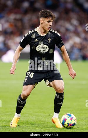 Gabri Veiga von RC Celta de Vigo während des Fußballspiels der spanischen Meisterschaft La Liga zwischen Real Madrid und RC Celta de Vigo am 22. April 2023 im Stadion Santiago Bernabeu in Madrid, Spanien – Foto: Oscar J Barroso/DPPI/LiveMedia Stockfoto