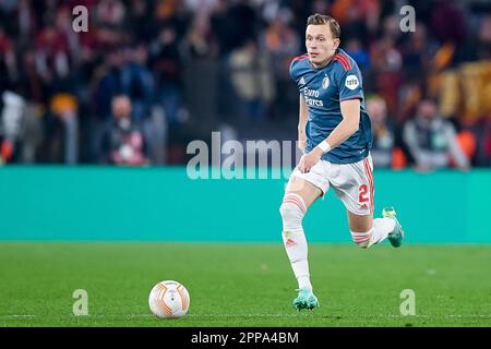 Marcus Holmgren Pedersen von Feyenoord Rotterdam während des Viertelfinalspiels der UEFA Europa League zwischen AS Roma und Feyenoord Rotterdam am 20. April 2023 im Stadio Olimpico, Rom, Italien. Foto: Giuseppe Maffia. Stockfoto