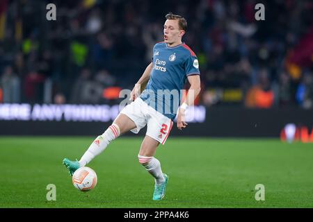 Marcus Holmgren Pedersen von Feyenoord Rotterdam während des Viertelfinalspiels der UEFA Europa League zwischen AS Roma und Feyenoord Rotterdam am 20. April 2023 im Stadio Olimpico, Rom, Italien. Foto: Giuseppe Maffia. Stockfoto