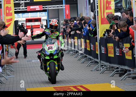 TT Assen Circuit, Assen, Niederlande, 22. April 2023, Nr. 65 Jonathan Rea GBR Kawasaki ZX-10RR Kawsasaki Racing Team WorldSBK während der Pirelli Dutch Rou Stockfoto