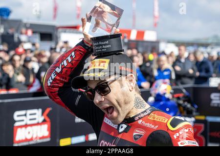 TT Assen Circuit, Assen, Niederlande, 22. April 2023, Nr. 1 Alvaro Bautista ESP Ducati Panigale V4R ARUBA.IT Racing - Ducati während der Pirelli Dutch Round Stockfoto