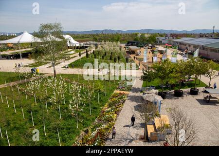 BUGA (Federal Horticultural Show) Mannheim 2023: Blick auf den Spinelli Park Stockfoto