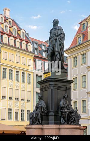 Denkmal für Friedrich August II. von Sachsen am Neumarkt in Dresden, erbaut 1867 von Ernst Haehnel Stockfoto