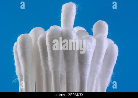 Makro aus einem Haufen von Wattestäbchen Stockfoto