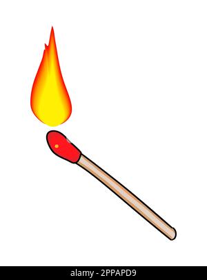 Cartoon Illustration von Match with Fire, bietet Wärme, Helligkeit und Energie, bereichert unser tägliches Leben und schafft Eine gemütliche Atmosphäre für Relaxati Stockfoto
