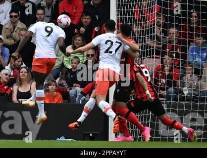 Boscombe, Dorset, Großbritannien. 23. April 2023;23. April 2023; Vitality Stadium, Boscombe, Dorset, England: Premier League Football, AFC Bournemouth gegen West Ham United; Michail Antonio von West Ham trifft in 4. Minute 0-1 Punkte: Action Plus Sports Images/Alamy Live News Stockfoto