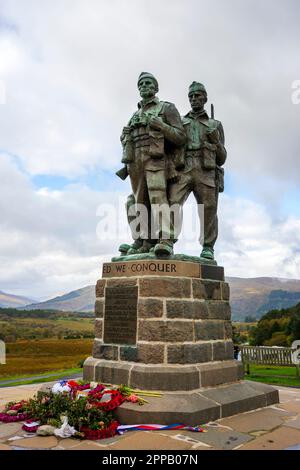 Das Commando Memorial in der Nähe von Fort William ehrt die Elitekommandos aus dem Zweiten Weltkrieg, die in den schottischen Highlands ausgebildet wurden. Stockfoto