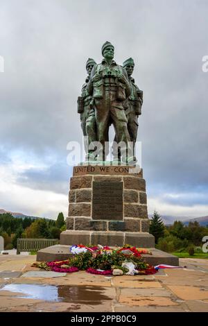 Das Commando Memorial in der Nähe von Fort William ehrt die Elitekommandos aus dem Zweiten Weltkrieg, die in den schottischen Highlands ausgebildet wurden. Stockfoto