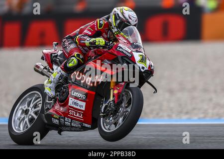 ASSEN - Alvaro Bautista (SPA) auf seinem Ducati während des World Superbike-Rennens auf dem TT Circuit Assen. ANP VINCENT JANNINK Stockfoto