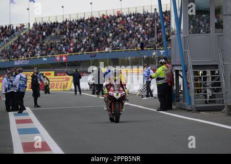 Assen, Niederlande. 23. April 2023. Race2, World Superbike - SBK in Assen, Niederlande, April 23 2023 Kredit: Independent Photo Agency/Alamy Live News Stockfoto