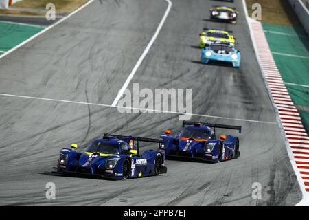 10 MOSS Nick (gbr), VAN BERLO Glenn (nld), Eurointernational, Ligier JS P320 - Nissan, Action 11 BELL Matthew Richard (gbr), GILARDONI Kevin (She), CLOET Gilles (Bel), Eurointernational, Ligier JS P320 - Nissan, Action während der 4 Stunden von Barcelona 2023, 1. Runde der europäischen Le Mans Serie 2023 auf dem Circuit de Barcelona-Catalunya vom 21. Bis 23. April 2023 in Montmelo, Spanien - Foto: Xavi Bonilla/DPPI/LiveMedia Stockfoto