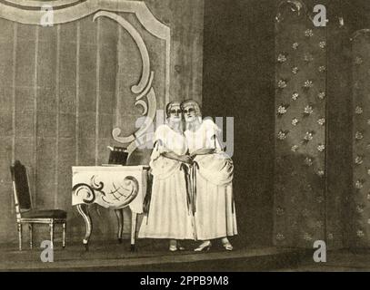 Alte Vintage-Postkarte der UdSSR, 1961. Szene aus der Oper „die Königin der Pik“ Moskau. Bolschoi-Theater. 1927. Stockfoto