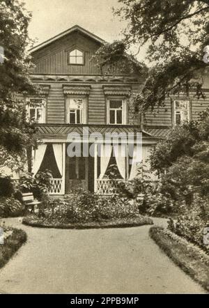 Alte Vintage-Postkarte der UdSSR, 1961. Tschaikowskys Haus in Klin. Stockfoto