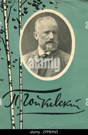 Alte Vintage-Postkarte der UdSSR, 1961. Pjotr Iljitsch Tschaikowsky (7. Mai 1840 bis 6. November 1893) war ein russischer Komponist der Romantik. Stockfoto