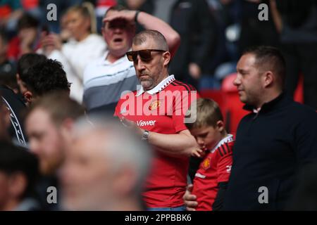 London, Großbritannien. 23. April 2023. London, April 23. 2023: Fans beim Halbfinale des FA Cup zwischen Brighton Hove Albion und Manchester United im Wembley Stadium, London, England. (Pedro Soares/SPP) Kredit: SPP Sport Press Photo. Alamy Live News Stockfoto