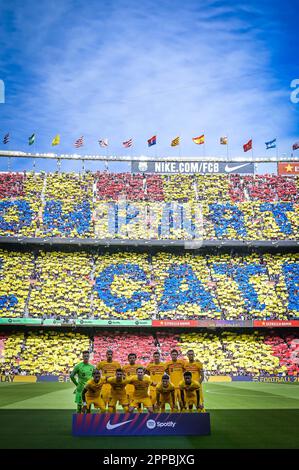 Bercelona, Spanien. 23. April 2023. Die Spieler des FC Barcelona während eines Spiels in La Liga Santander zwischen dem FC Barcelona und Atletico de Madrid am 23. April 2023 im Spotify Camp Nou in Barcelona, Spanien. (Foto/Felipe Mondino) Kredit: Live Media Publishing Group/Alamy Live News Stockfoto