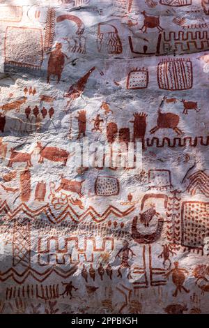 Felsgemälde in Cerro Azul im Chiribiquete-Nationalpark, ein UNESCO-Weltkulturerbe und ein archäologisches Juwel von Kolumbien in San Jo Stockfoto