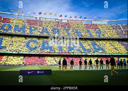 Bercelona, Spanien. 23. April 2023. Die Spieler des FC Barcelona während eines Spiels in La Liga Santander zwischen dem FC Barcelona und Atletico de Madrid am 23. April 2023 im Spotify Camp Nou in Barcelona, Spanien. (Foto/Felipe Mondino) Kredit: Unabhängige Fotoagentur/Alamy Live News Stockfoto