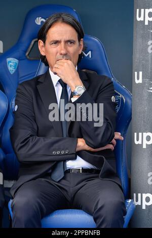 Empoli, Italien. 23. April 2023. Carlo Castellani Stadion, Empoli, Italien, 23. April 2023, Simone Inzaghi (Cheftrainer von Inter - FC Internazionale) während des Empoli FC vs Inter - FC Internazionale - spiel Der italienischen Fußballserie A Credit: Live Media Publishing Group/Alamy Live News Stockfoto