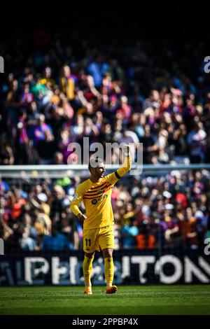 Bercelona, Spanien. 23. April 2023. Ferran Torres (FC Barcelona) bei einem Spiel in La Liga Santander zwischen dem FC Barcelona und Atletico de Madrid am 23. April 2023 im Spotify Camp Nou in Barcelona, Spanien. (Foto/Felipe Mondino) Kredit: Unabhängige Fotoagentur/Alamy Live News Stockfoto