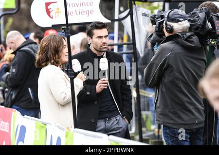 Lüttich, Belgien. 23. April 2023. Der Holländer Tom Dumoulin wurde nach dem Herrenrenrenrenrenrenrenrenrennen der eintägigen Radtour Lüttich-Bastogne-Lüttich, 258,5km km von Lüttich, über Bastogne nach Lüttich, Sonntag, den 23. April 2023, fotografiert. BELGA FOTO GOYVAERTS Kredit: Belga News Agency/Alamy Live News Stockfoto