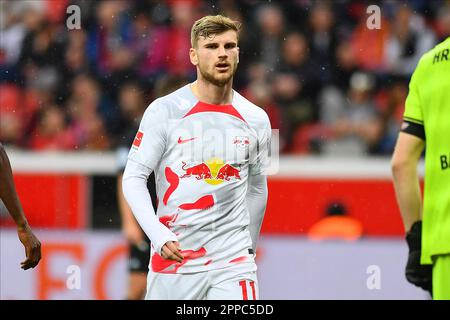 LEVERKUSEN, DEUTSCHLAND - 23.04.23: Timo Werner. Bundesliga-Spiel FC Bayer 04 Leverkusen gegen Red Bull Leipzig in der BayArena Stockfoto