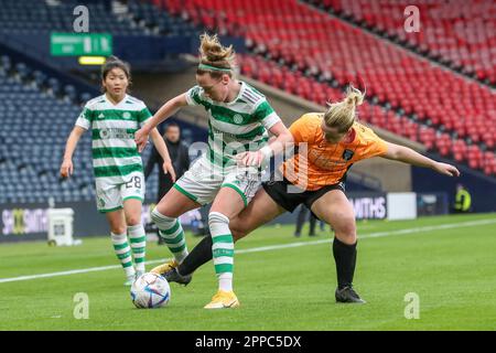 Glasgow, Großbritannien. 23. April 2023. Im Halbfinale des Women's Scottish Cup zwischen Glasgow City und Celtic, gespielt im Hampden Park, Glasgow, Schottland, Großbritannien, gewann Celtic mit 0 bis 1 Punkten. NATASHA FLINT, Celtic Nummer 26, erzielte das Tor in 19 Minuten. Celtic spielt jetzt am 28. Mai 2023 in Hampden Park, Glasgow, Scotland Credit: Findlay/Alamy Live News Rangers im Finale Stockfoto