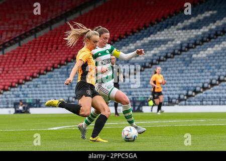 Glasgow, Großbritannien. 23. April 2023. Im Halbfinale des Women's Scottish Cup zwischen Glasgow City und Celtic, gespielt im Hampden Park, Glasgow, Schottland, Großbritannien, gewann Celtic mit 0 bis 1 Punkten. NATASHA FLINT, Celtic Nummer 26, erzielte das Tor in 19 Minuten. Celtic spielt jetzt am 28. Mai 2023 in Hampden Park, Glasgow, Scotland Credit: Findlay/Alamy Live News Rangers im Finale Stockfoto