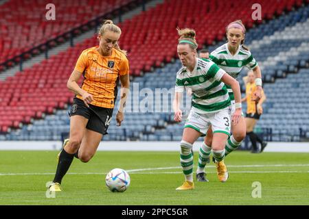 Glasgow, Großbritannien. 23. April 2023. Im Halbfinale des Women's Scottish Cup zwischen Glasgow City und Celtic, gespielt im Hampden Park, Glasgow, Schottland, Großbritannien, gewann Celtic mit 0 bis 1 Punkten. NATASHA FLINT, Celtic Nummer 26, erzielte das Tor in 19 Minuten. Celtic spielt jetzt am 28. Mai 2023 in Hampden Park, Glasgow, Scotland Credit: Findlay/Alamy Live News Rangers im Finale Stockfoto