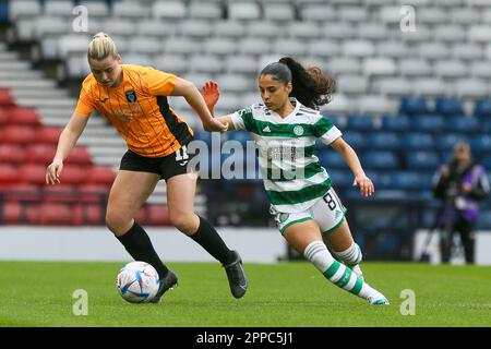 Glasgow, Großbritannien. 23. April 2023. Im Halbfinale des Women's Scottish Cup zwischen Glasgow City und Celtic, gespielt im Hampden Park, Glasgow, Schottland, Großbritannien, gewann Celtic mit 0 bis 1 Punkten. NATASHA FLINT, Celtic Nummer 26, erzielte das Tor in 19 Minuten. Celtic spielt jetzt am 28. Mai 2023 in Hampden Park, Glasgow, Scotland Credit: Findlay/Alamy Live News Rangers im Finale Stockfoto