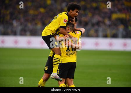 DEUTSCHLAND, DORTMUND - 22. APRIL 2023: Das Spiel der Bundesliga Borussia Dortmund gegen Eintracht im Signal Iduna Park am Signal Iduna Park Stockfoto
