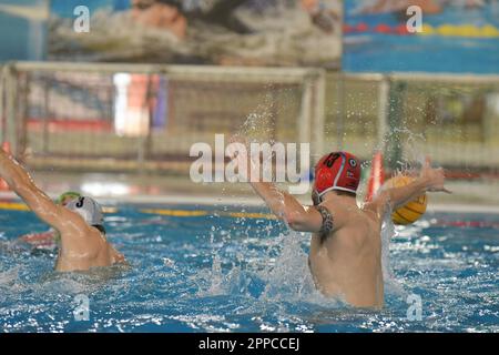 Polo Natatorio Bianchi, Triest, Italien, 22. April 2023, Francesco Ghiara (Pallanuoto Triest) während Pallanuoto Triest vs AN Brescia - Waterpolo IT Stockfoto