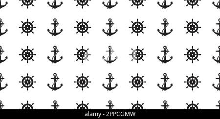 Anker Seamless Pattern Vektorboot isolierte maritime Seefahrt Meer Ozean Tapete Hintergrund weiß Stock Vektor