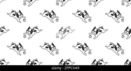 Dog french Bulldogge Nahtloses Muster isolierte Tapete Hintergrund Doodle Cartoon Stock Vektor