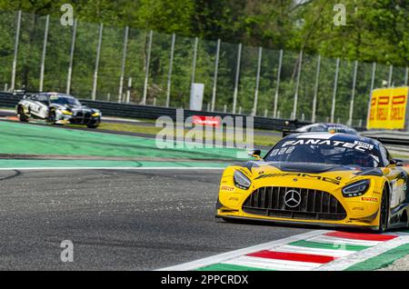 Monza, Italien. 23. April 2023. #87 - MERCEDES AMG TEAM AKKODIS ASP LORENZO FERRARI THOMAS DROUET MAXIMILIAN GOTZ MERCEDES-AMG GT3 während der Fanatec GT World Challenge Europe Powered by AWS - 2023 MONZA, Grand Tourism in Monza, Italien, April 23 2023 Kredit: Independent Photo Agency/Alamy Live News Stockfoto