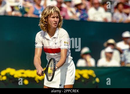 Steffi Graf (GER) tritt bei den Lipton Championships 1986 an Stockfoto