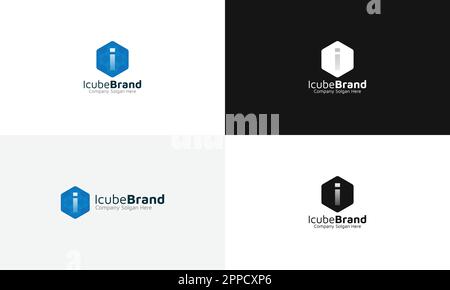 Logo der Marke iCube I Buchstabe Stock Vektor