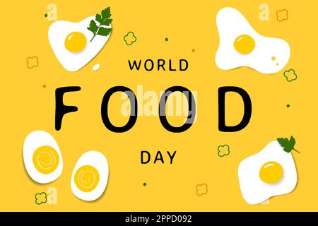 Papier-Design-Vektoreier gebraten auf gelbem Hintergrund mit Petersilie gekocht Stock Vektor