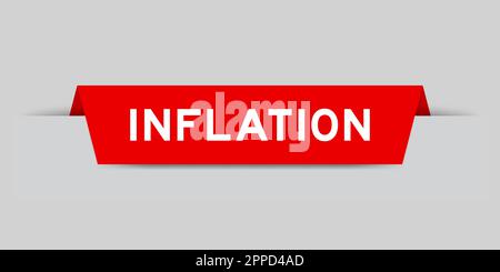 Rotes eingefügtes Etikett mit Wort „Inflation“ auf grauem Hintergrund Stock Vektor