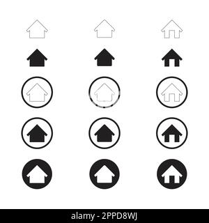Einfache Gruppe von Home-Symbol. Home-Symbol ohne Tür. Home-Symbol mit Tür. Benutzersymbol mit Kreis. Symbol "Flache Ausgangsposition". Stock Vektor